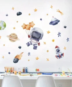 Alternative view of Stickers Chambre Garçon - Espace Fusées Planètes Astronaute et Étoiles