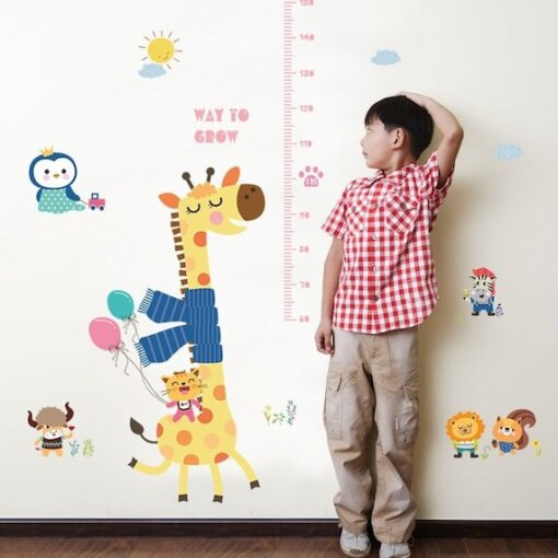 Sticker Toise Bébé - Girafe et Chat