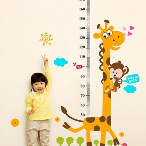 Sticker Toise Bébé - Girafe et Singe Règle Mesure