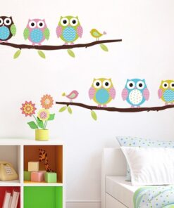 Stickers Chambre Bébé - Hiboux et Oiseaux Mignons sur des Branches Stickers Chambre Bébé - Hiboux et Oiseaux Mignons sur des Branches