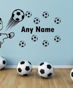 Stickers Foot Personnalisable Stickers Chambre Bébé - Joueur de Football Prénom Personnalisé Ballon