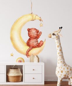 Stickers Chambre Bébé - Petit Tigre de dos sur la Lune Stickers Chambre Bébé - Petit Tigre de dos sur la Lune