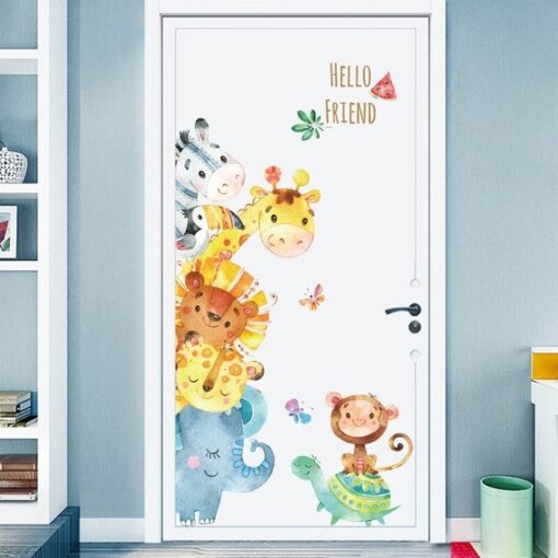 Stickers Chambre Bébé - Porte Petit Singe sur dos de Tortue