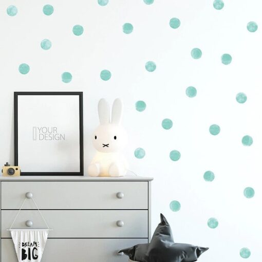 Stickers Chambre Bébé - Ronds Bleus Aquarelle