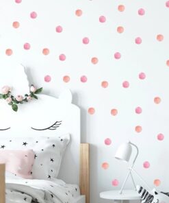 Stickers Chambre Bébé - Ronds Points Formes Aquarelle Rose