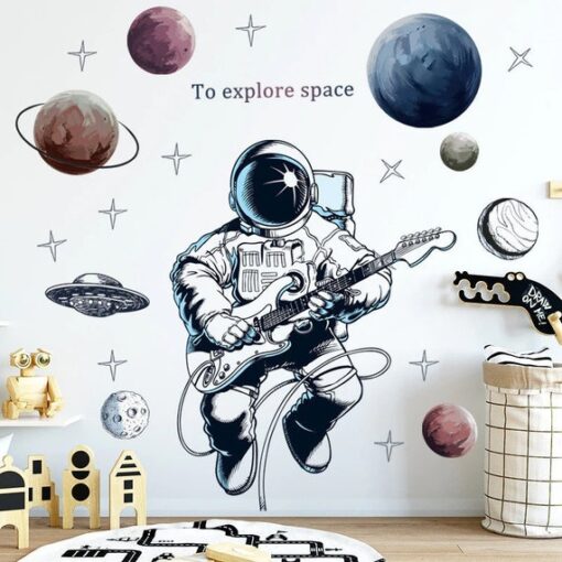 Stickers Chambre Garçon - Astronaute Guitariste de l'Espace