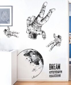 Stickers Chambre Garçon - Astronautes dans l'Espace - Planète dans l'Univers