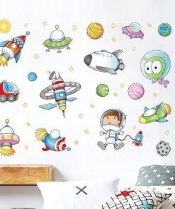 Stickers Chambre Garçon - Espace Astronaute Fusée Planètes dans l'Univers Stickers Chambre Garçon - Espace Astronaute Fusée Planètes dans l'Univers