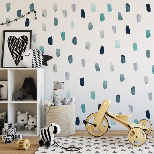 Stickers Chambre Garçon - Forme Pluie Aquarelle Ronds