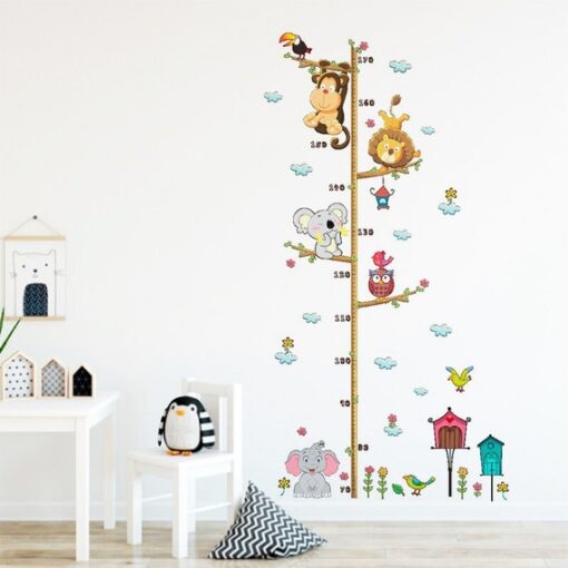 Toise Bébé Sticker - Animaux sur Branches d'Arbre