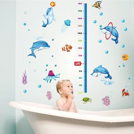 Toise Bébé Sticker - Dauphins et Océan