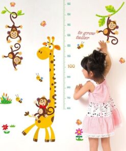 Toise Singe Toise Murale Bébé Sticker - Girafe et Singes