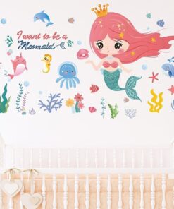 Stickers Chambre Fille - Sirène dans la Mer Stickers Chambre Fille - Sirène dans la Mer