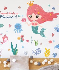 Stickers Chambre Fille - Sirène dans la Mer Stickers Chambre Fille - Sirène dans la Mer