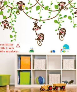 Alternative view of Stickers Chambre Bébé - Petits Singes dans les Lianes