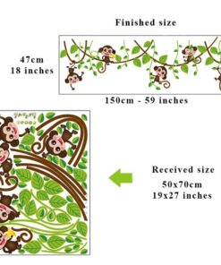 Stickers Chambre Bébé - Petits Singes dans les Lianes