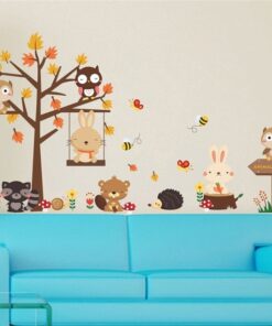 Sticker Chambre Bebe - Animaux de la Forêt Automne