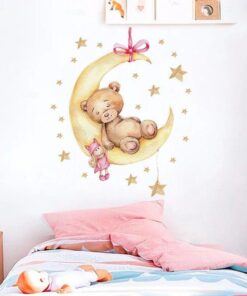 Stickers Muraux Chambre Fille - Ours Balançoire Etoile