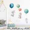 Stickers Chambre Bébé - Petits Lapins Mignons Ballons