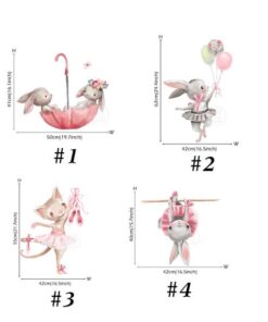 Stickers Chambre Fille - Lapin Danseuse avec 3 Ballons Stickers Chambre Fille - Lapin Danseuse avec 3 Ballons