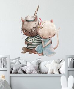 Stickers Chambre Fille - Lapins Bisous Stickers Chambre Fille - Lapins Bisous