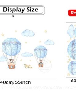 Stickers Chambre Garçon - 3 Montgolfières Bleues et Avions