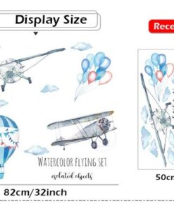 Stickers Chambre Bébé - Montgolfières Bleues et Avions