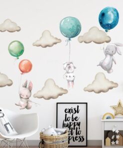 Stickers Chambre Bébé - Lapins Mignons Ballons Stickers Chambre Bébé - Lapins Mignons Ballons