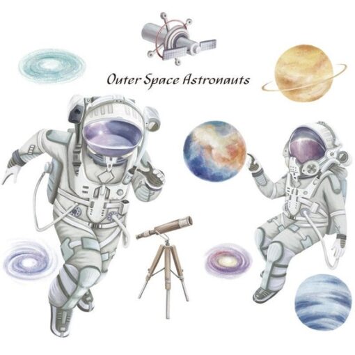 Stickers Chambre Bébé - Astronautes dans l'Univers - Planètes dans l'Espace