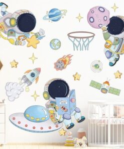 Stickers Chambre Garçon - Astronautes dans l'Espace avec Fusées