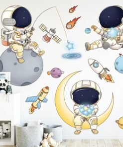Alternative view of Stickers Chambre Garçon - Astronautes et Fusées dans l'Espace - Planètes Univers