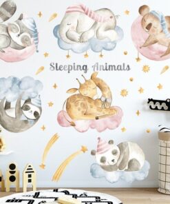 Stickers Chambre Bébé - Eléphant et Petits Lapins Courrier