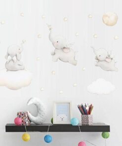 Alternative view of Stickers Chambre Bébé - Eléphant et Petits Lapins Courrier