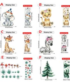 Alternative view of Stickers Chambre Bébé - 4 Animaux Mignons Savane avec Champignons et Sapin