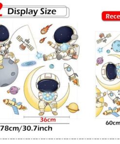 Stickers Chambre Garçon - Astronaute et Lune dans l'Espace, Fusée dans l'Univers