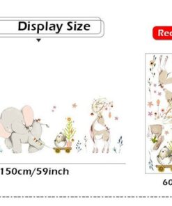 Stickers Chambre Bébé - Eléphant et Petits Lapins Courrier