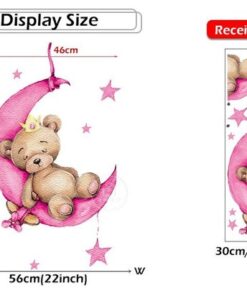 Stickers Chambre Garçon - Petit Ours qui dort sur la Lune Bleue Stickers Chambre Garçon - Petit Ours qui dort sur la Lune Bleue