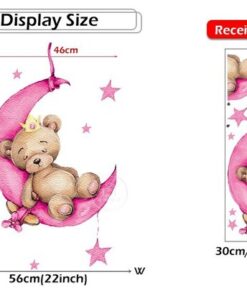Stickers Chambre Fille - Petit Ours sur la Lune Rose Stickers Chambre Fille - Petit Ours sur la Lune Rose