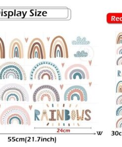 Stickers Chambre Bébé - Arc en Ciel Nuages et Lune