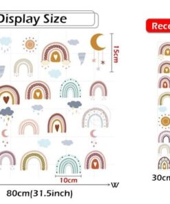 Stickers Chambre Bébé - Arc en Ciel Nuages et Lune
