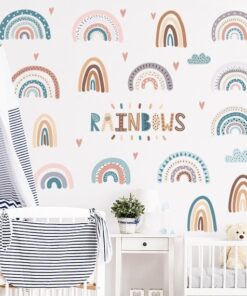 Stickers Chambre Bébé - Arc en Ciel Lune et Soleil Stickers Chambre Bébé - Arc en Ciel Lune et Soleil