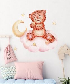 Stickers Chambre Bébé - Tigres dans les Étoiles Lune et Ballon Stickers Chambre Bébé - Tigres dans les Étoiles Lune et Ballon