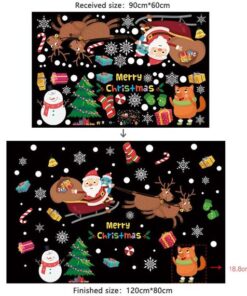 Décoration de Fenêtre Noël - Sticker Bonhomme de Neige et Flocons