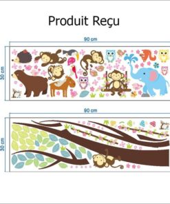 Sticker Chambre Bébé - Arbre Petits Singes et Animaux Sticker Chambre Bébé - Arbre Petits Singes et Animaux