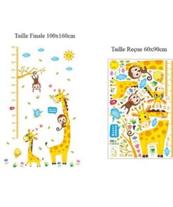 Sticker Toise Girafe Toise Bébé Girafe et Singes