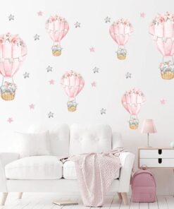 Stickers Chambre Fille - Petit Eléphant qui dort sur la Lune et Etoiles Stickers Chambre Fille - Petit Eléphant qui dort sur la Lune et Etoiles