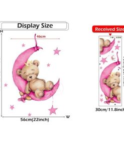 Alternative view of Stickers Chambre Fille - Petit Ours qui Rêve sur la Lune Rose