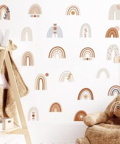 Stickers Chambre Fille - Arc en Ciel Rainbows Coeurs