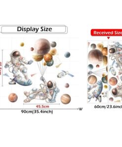 Stickers Chambre Garçon - Astronautes et Planètes dans le Système Solaire - Fusées dans l'Espace