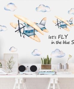 Alternative view of Stickers Chambre Garçon - Avions et Parachutiste